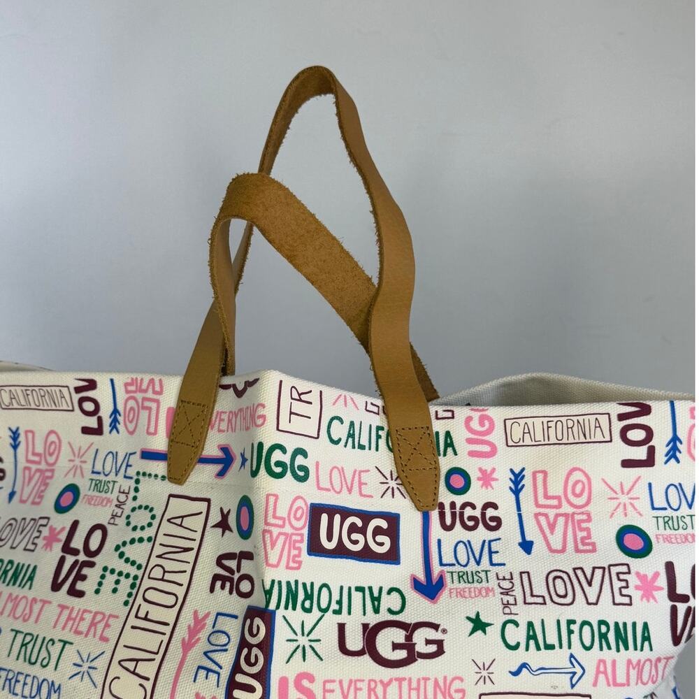 UGG California Love Canvas Tote Bag Carryall Long Strap and Handles Travel - Picture 4 of 7